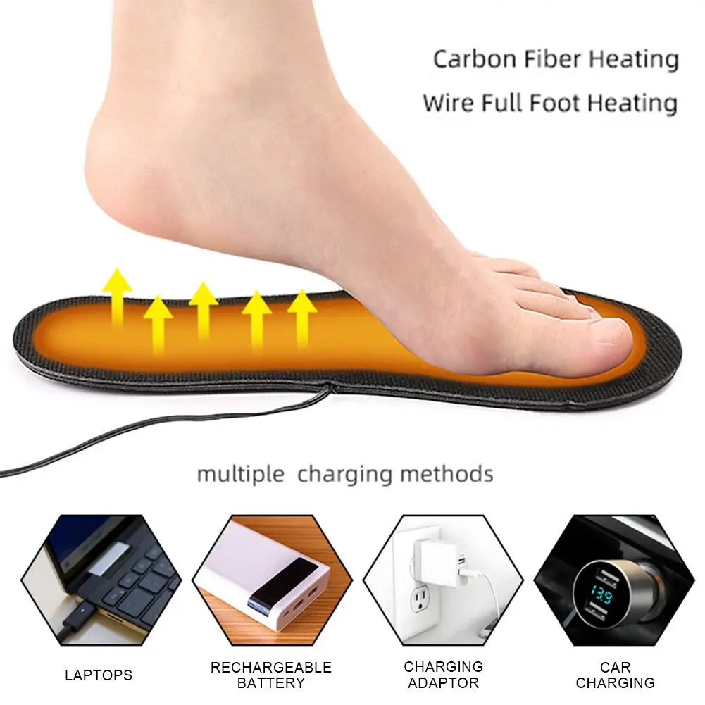 Electric Heated Shoes Pad USB Heated Shoe Insoles EVA Washable Foot Warming Pad for Men Women Winter Camping Fishing