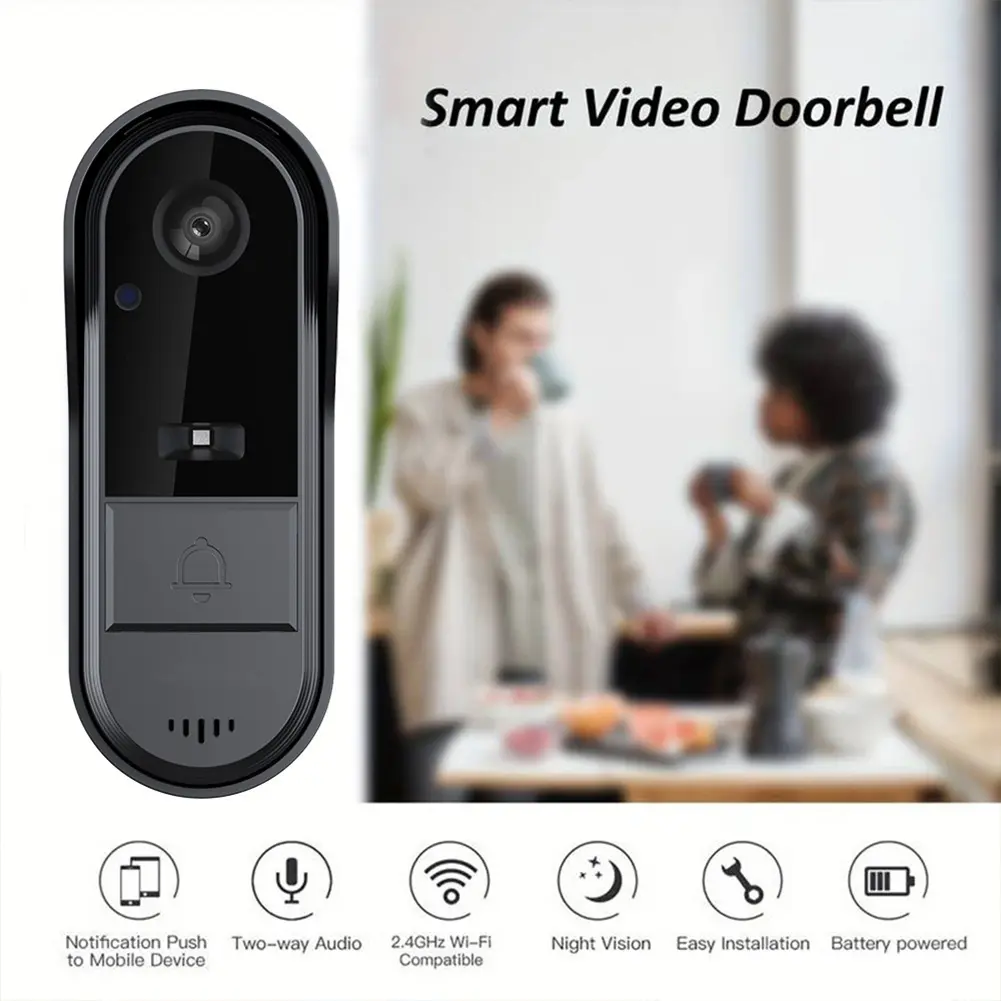 Wireless Video Doorbell Smart Visual Intercom Doorbell Night Vision Outdoor Phone Door Bell for Villa Home Office Apartment