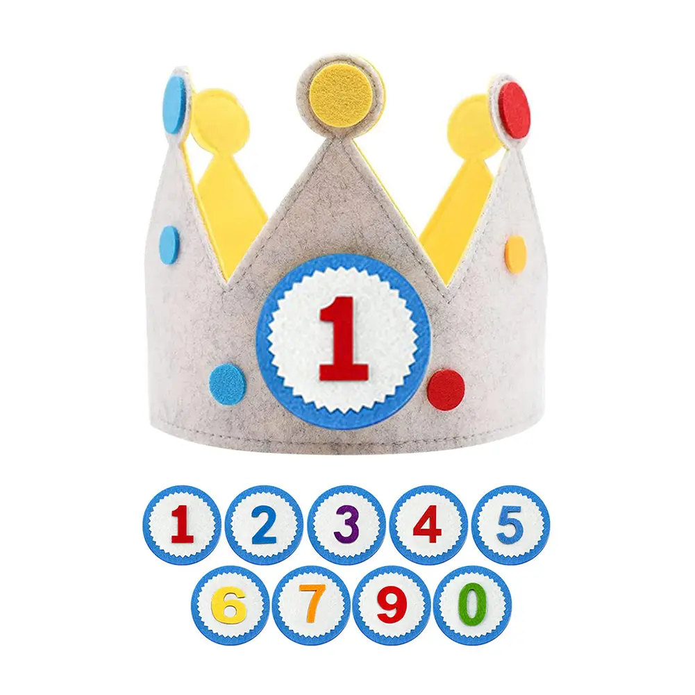 Handmade Birthday Party Hat Interchangeable Numbers Crown  Creative Children Day Gift Birthday Party Decor for Kids