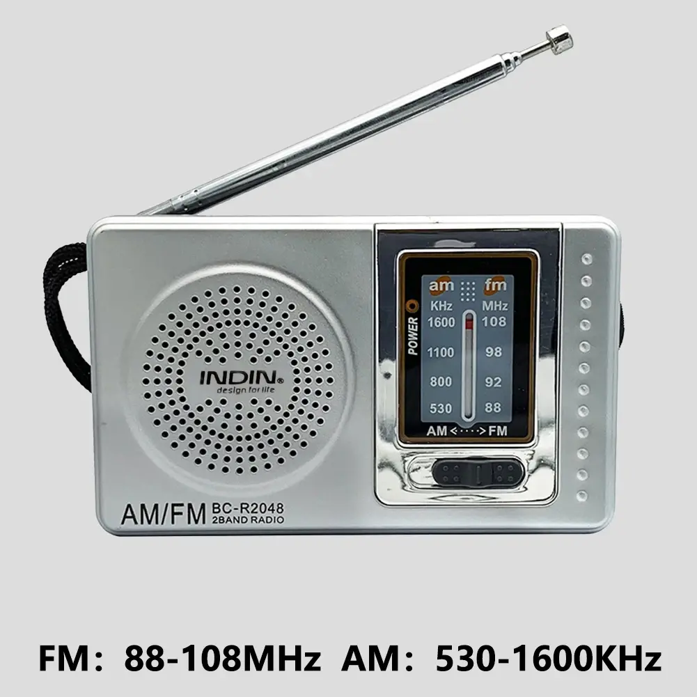 FM/AM Portable Radio Telescopic Antenna Dual Band Pocket Radio Battery Powered Pocket Radio Player 3.5mm Jack Built-in Speaker