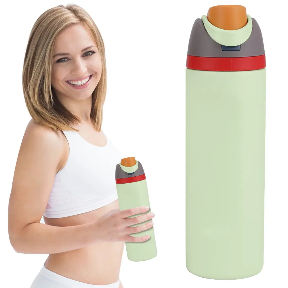 24/32oz Straw Double-Layer Insulated Cup with Handle Sports Water Bottle Vacuum Thermal Insulated Mug for Outdoor Camping Sports