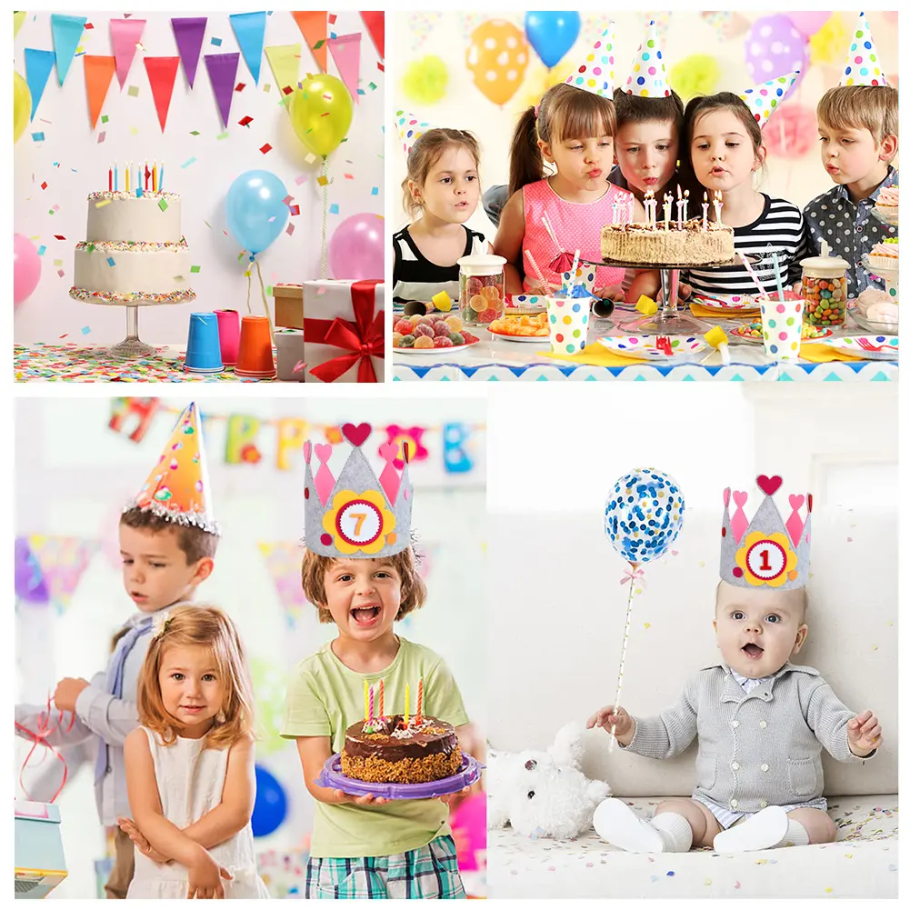 Handmade Birthday Party Hat Interchangeable Numbers Crown  Creative Children Day Gift Birthday Party Decor for Kids