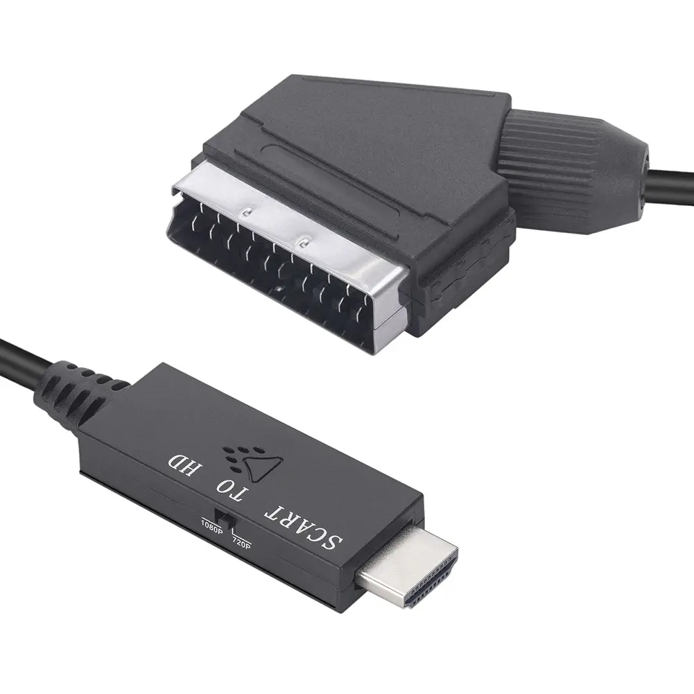 1M HD Converter Scart To HDMI-compatible 1080P Video Audio Converter Adapter DC 5V Micro USB Cable Accessories for Set-top Box