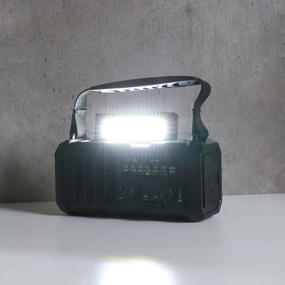 Solar Powered AM FM Weather Radio with LED Flashlight Type-C Charging Portable Radio Multifunctional Reading Lamp for Cell Phone