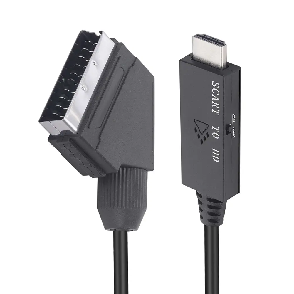 1M HD Converter Scart To HDMI-compatible 1080P Video Audio Converter Adapter DC 5V Micro USB Cable Accessories for Set-top Box