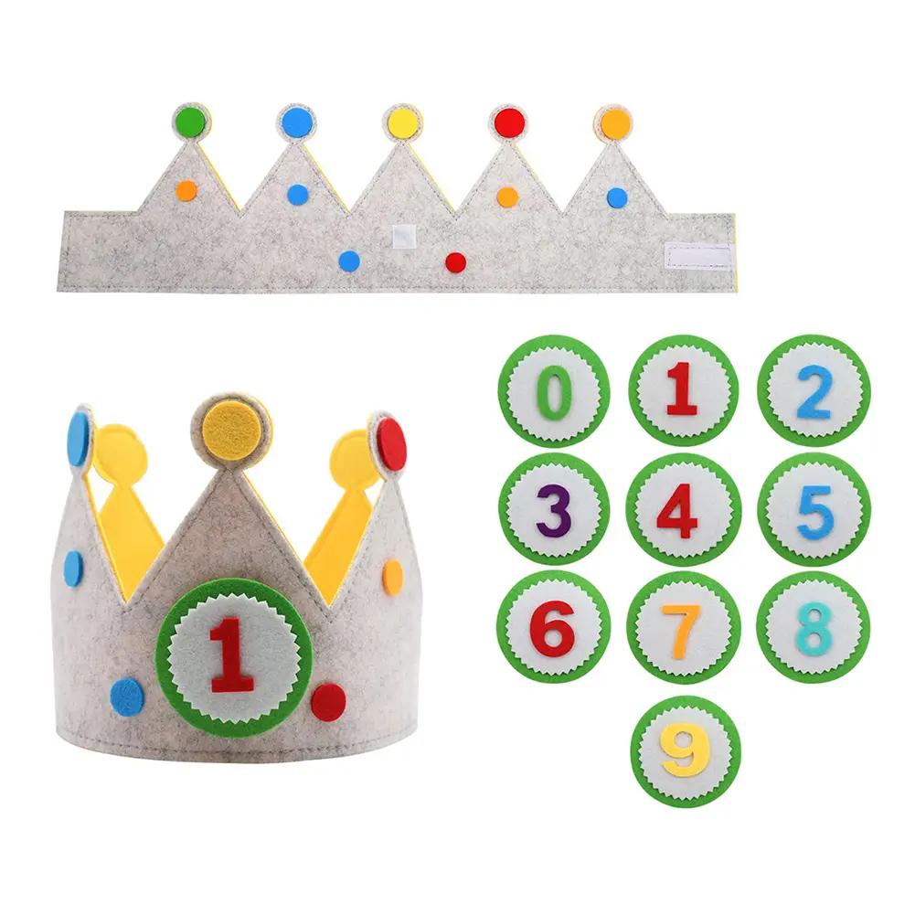 Handmade Birthday Party Hat Interchangeable Numbers Crown  Creative Children Day Gift Birthday Party Decor for Kids