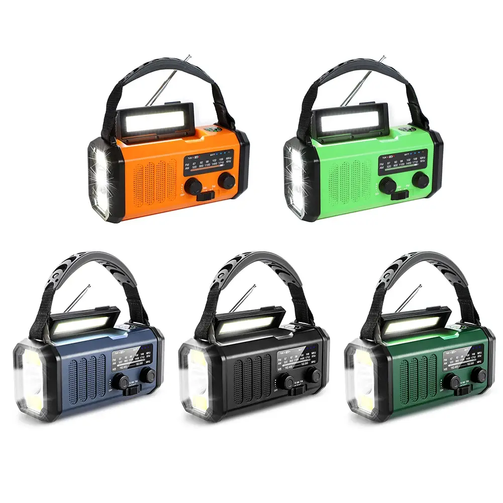 Solar Powered AM FM Weather Radio with LED Flashlight Type-C Charging Portable Radio Multifunctional Reading Lamp for Cell Phone