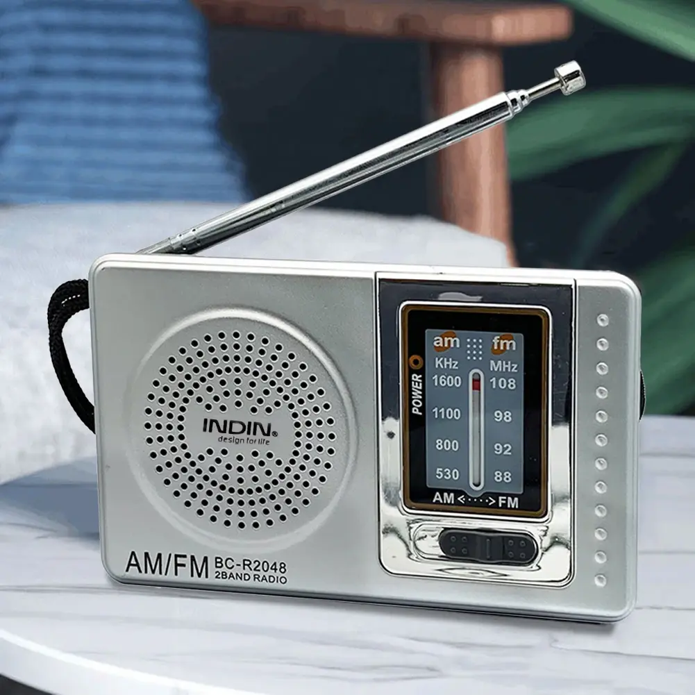 FM/AM Portable Radio Telescopic Antenna Dual Band Pocket Radio Battery Powered Pocket Radio Player 3.5mm Jack Built-in Speaker