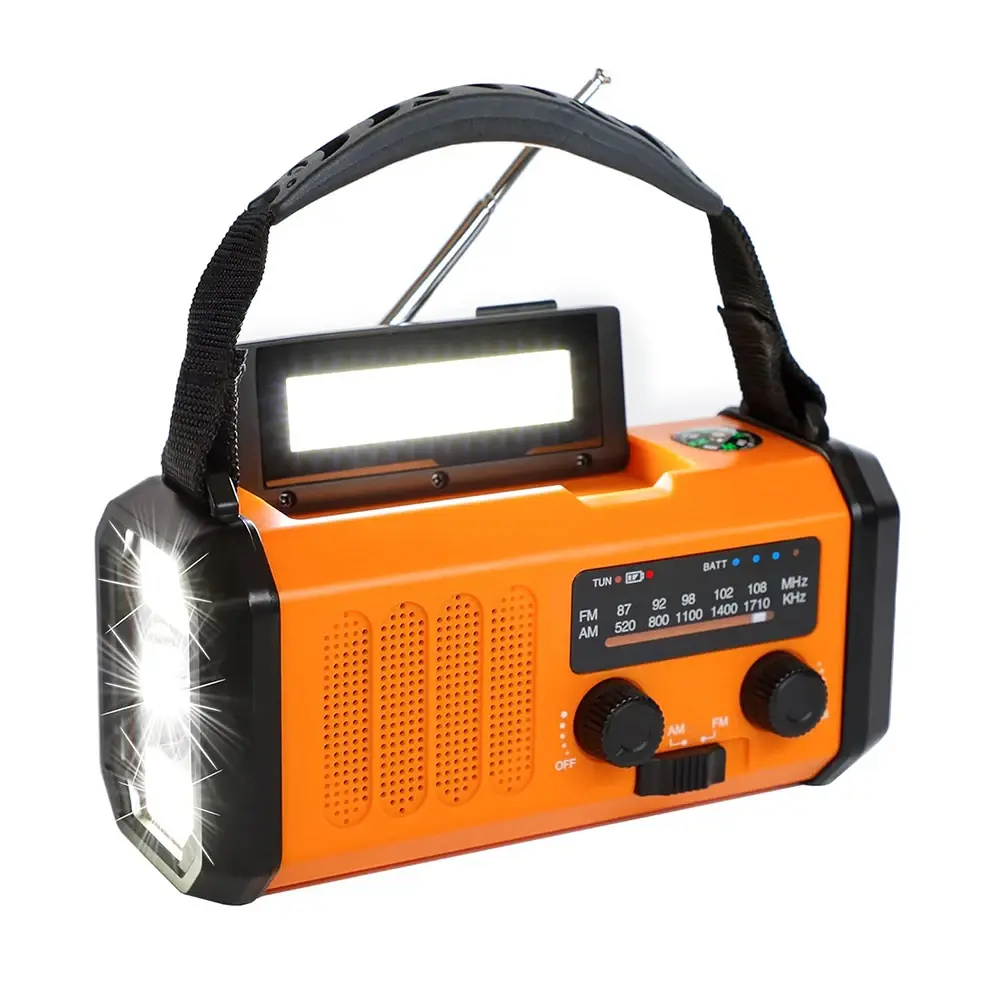 Solar Powered AM FM Weather Radio with LED Flashlight Type-C Charging Portable Radio Multifunctional Reading Lamp for Cell Phone