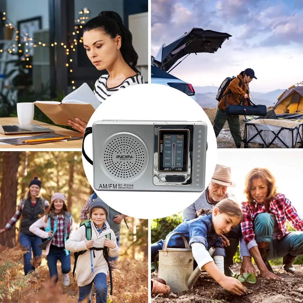 FM/AM Portable Radio Telescopic Antenna Dual Band Pocket Radio Battery Powered Pocket Radio Player 3.5mm Jack Built-in Speaker