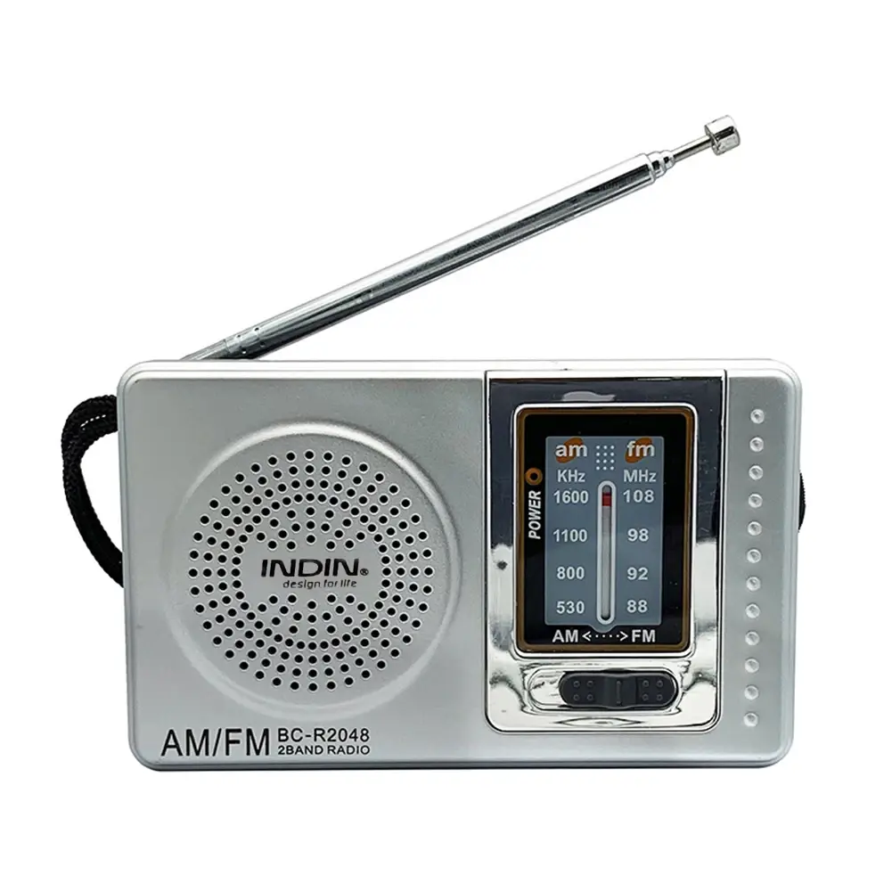 FM/AM Portable Radio Telescopic Antenna Dual Band Pocket Radio Battery Powered Pocket Radio Player 3.5mm Jack Built-in Speaker