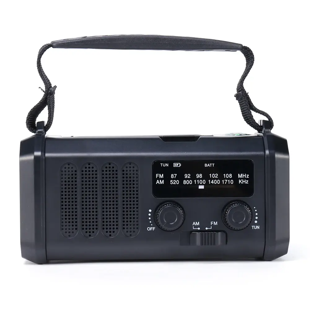 Solar Powered AM FM Weather Radio with LED Flashlight Type-C Charging Portable Radio Multifunctional Reading Lamp for Cell Phone