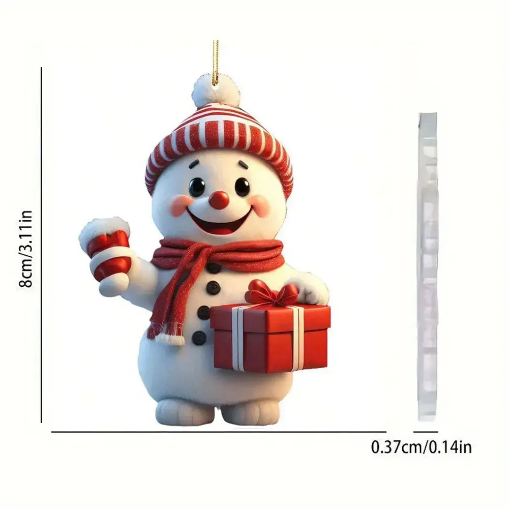 1-5pcs Snowman Christmas Tree Pendant Acrylic Xmas Tree Decoration Car Interior Decoration Hanging Pendant Merry Christmas 2024