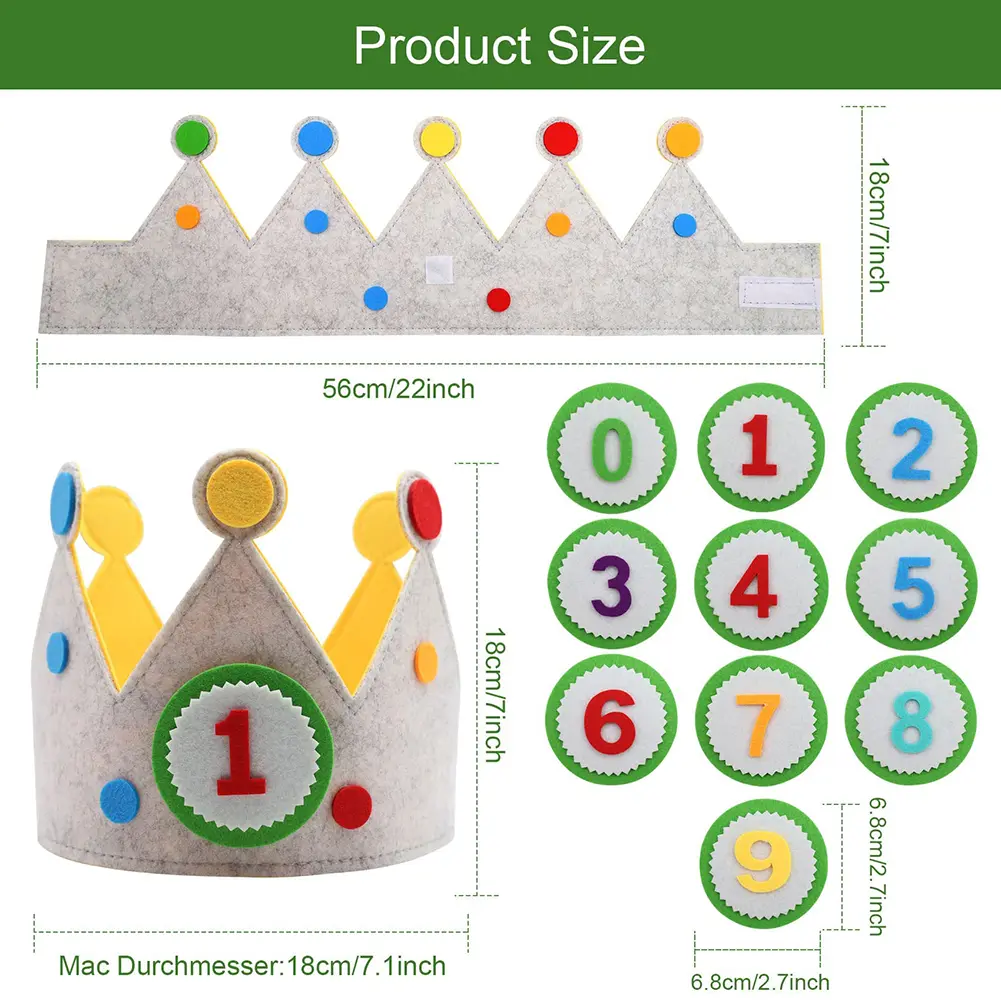 Handmade Birthday Party Hat Interchangeable Numbers Crown  Creative Children Day Gift Birthday Party Decor for Kids