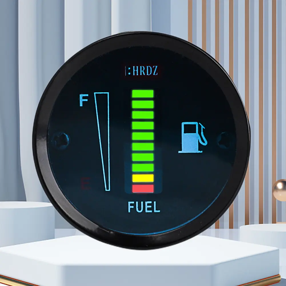 12V Fuel Level Gauge Ultra Thin 2Inch Fuel Level Meter High Precision Electronic Fuel Meter for Auto Vehicle Motorbike Truck SUV