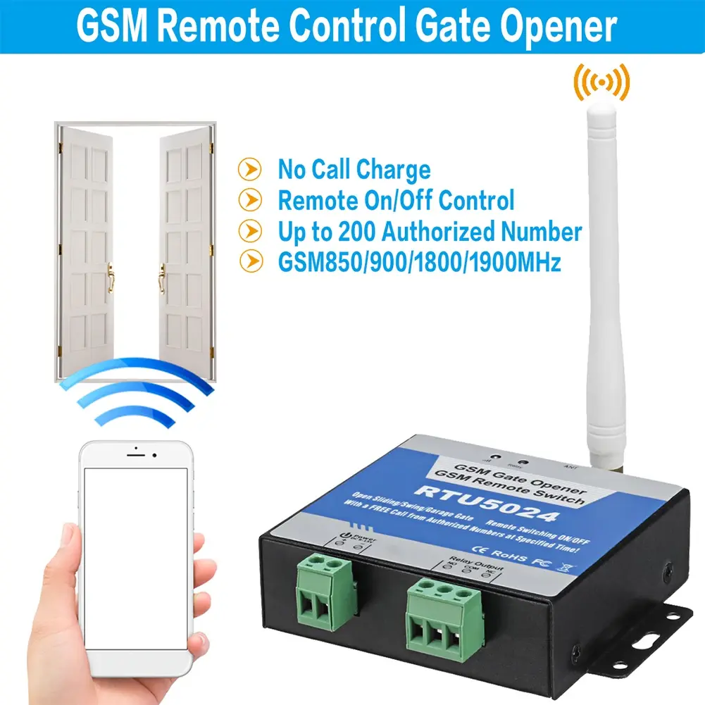 RTU5024 GSM Access Control Kits Programmable Wireless Door Access Opener 850/900/1800/1900MHz 4G US/EU Plug Home Security Device