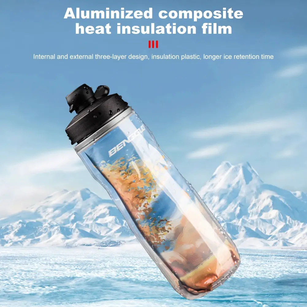 610ml Insulated Bike Water Bottle Leak-Proof Squeeze Sports Bottle Keep Water Cooler Cycling Water Bottle for Outdoor Fitness