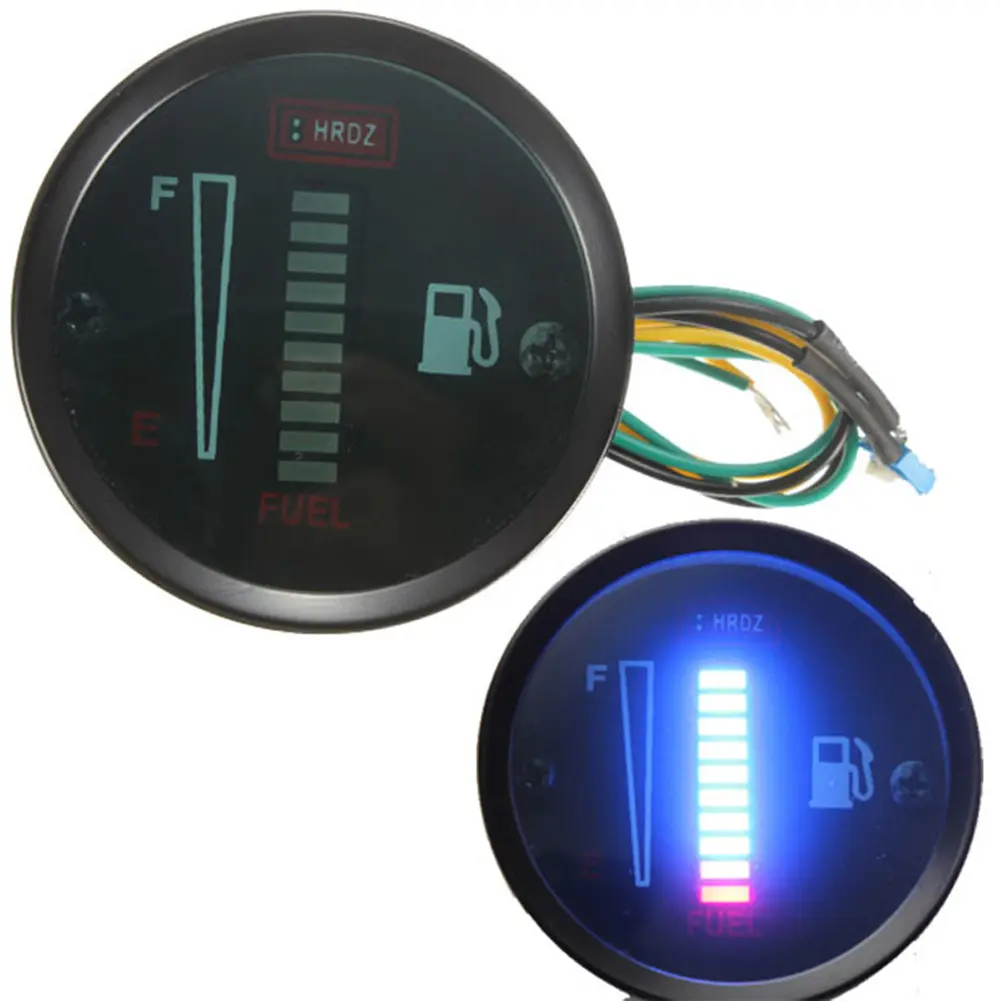 12V Fuel Level Gauge Ultra Thin 2Inch Fuel Level Meter High Precision Electronic Fuel Meter for Auto Vehicle Motorbike Truck SUV