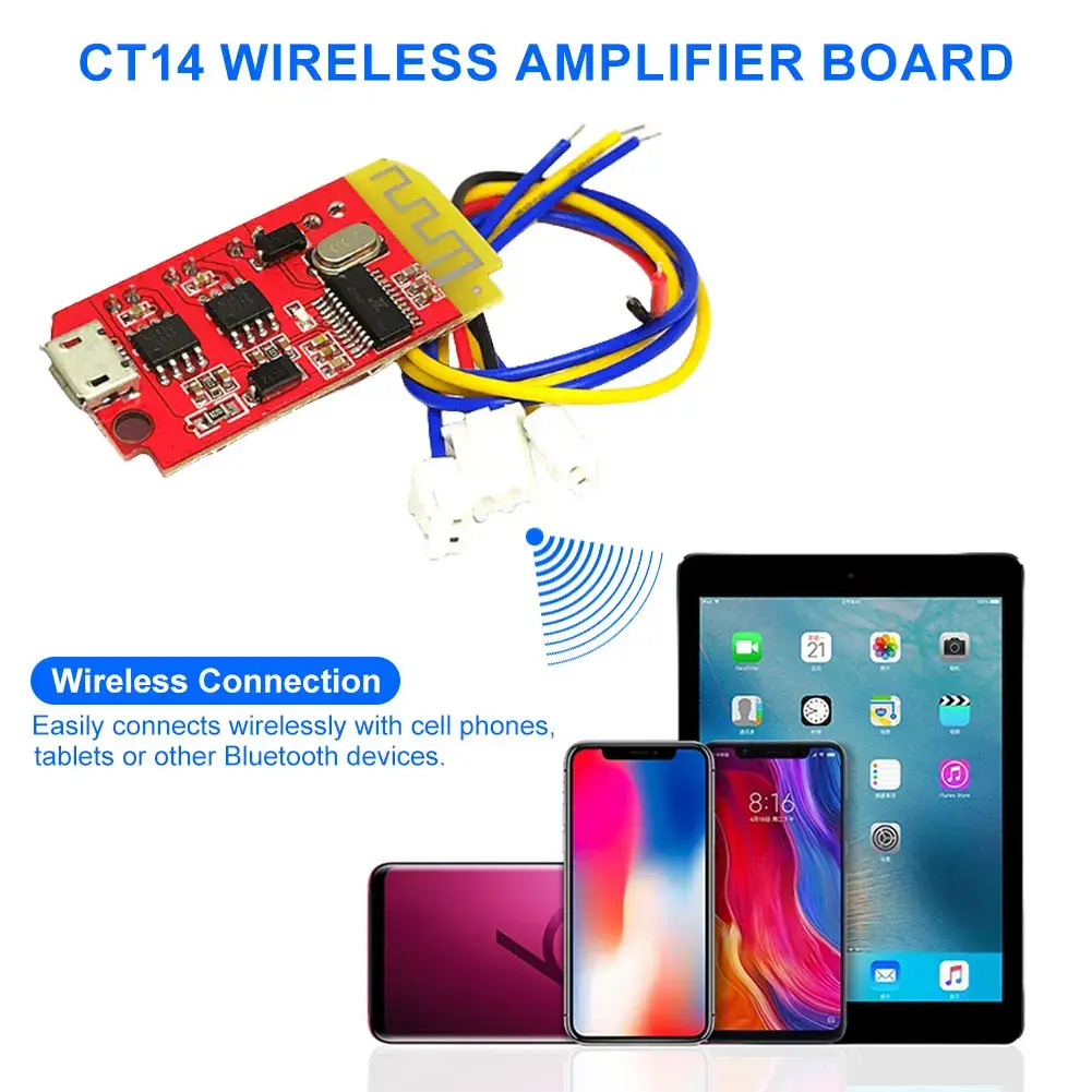 CT14 Micro 4.2 Power Amp Board 5VF 5W+5W Bluetooth-Compatible Digital Audio Amplifier Module for DIY Sound Box Speaker Refitting