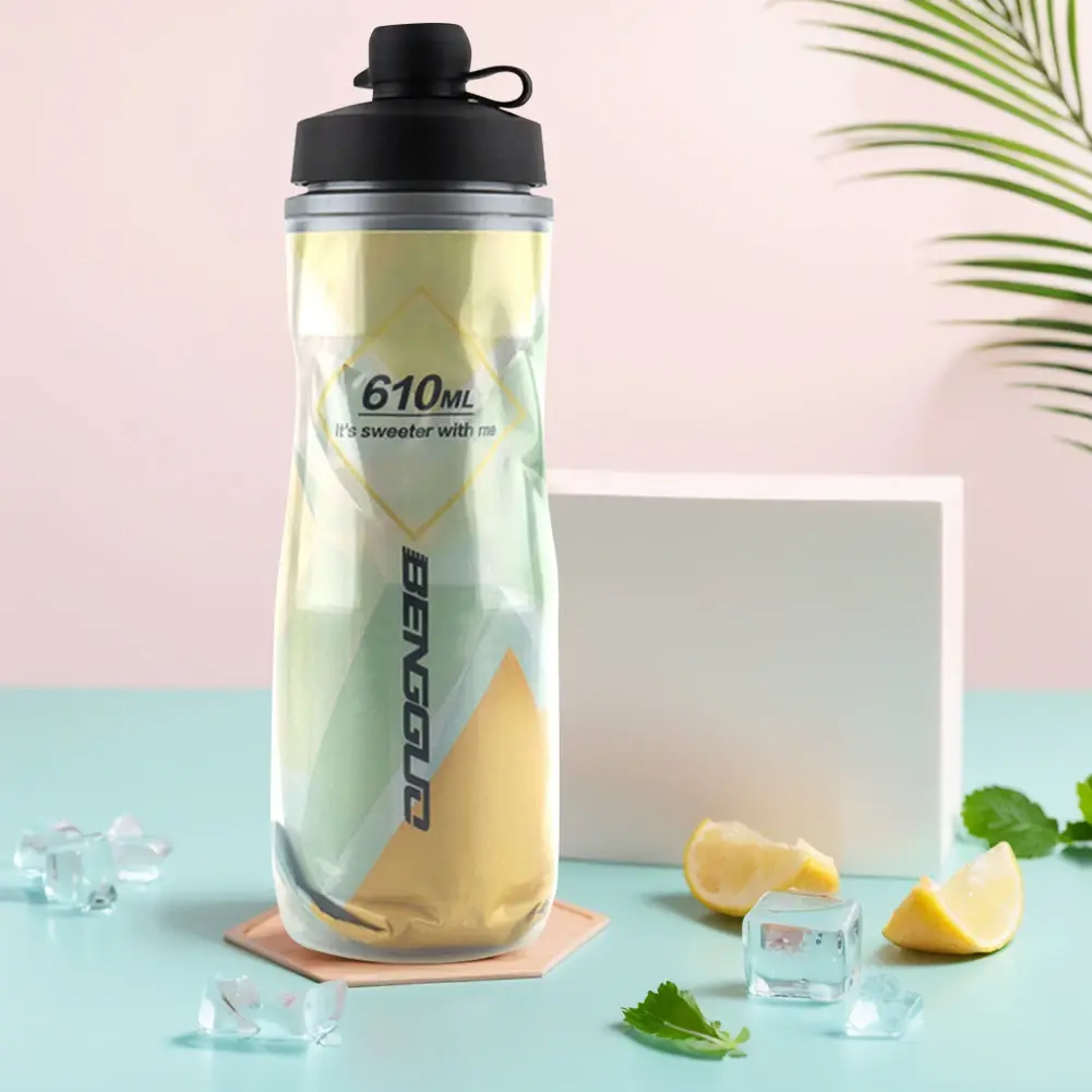 610ml Insulated Bike Water Bottle Leak-Proof Squeeze Sports Bottle Keep Water Cooler Cycling Water Bottle for Outdoor Fitness