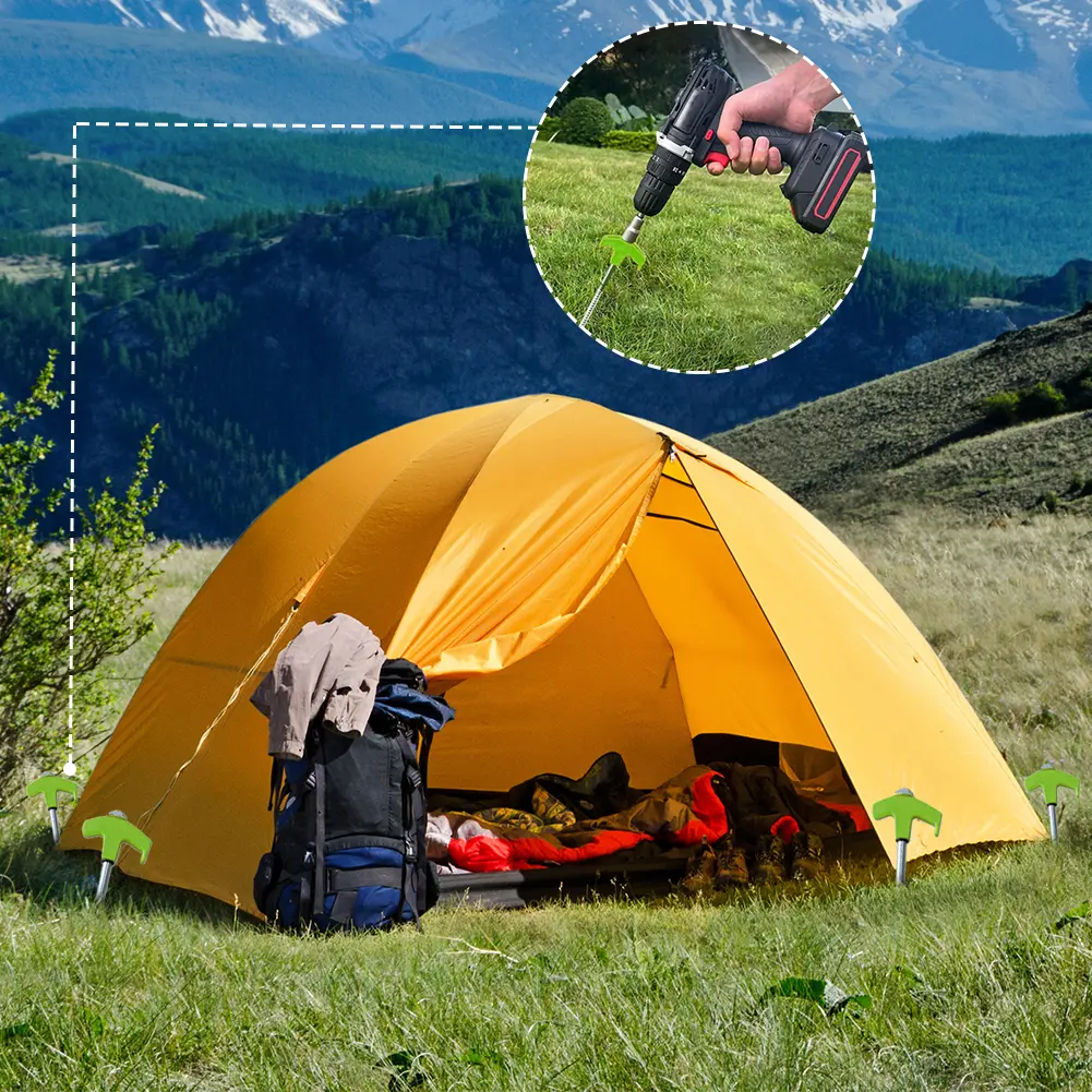 8Pcs Metal Tent Spikes with Hex Socket Heavy Duty Spiral Screw Camping Stakes Tent Ground Nail Heavy Duty Tent Stakes Pegs
