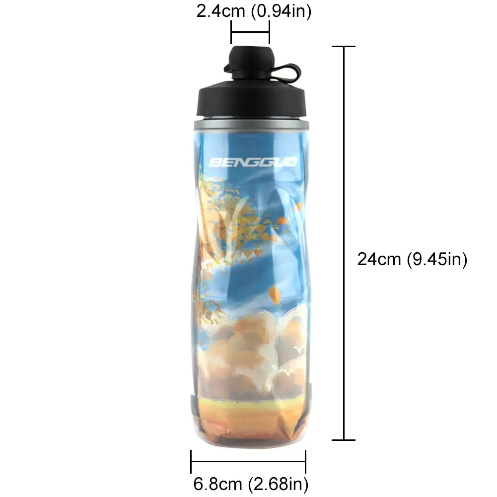 610ml Insulated Bike Water Bottle Leak-Proof Squeeze Sports Bottle Keep Water Cooler Cycling Water Bottle for Outdoor Fitness