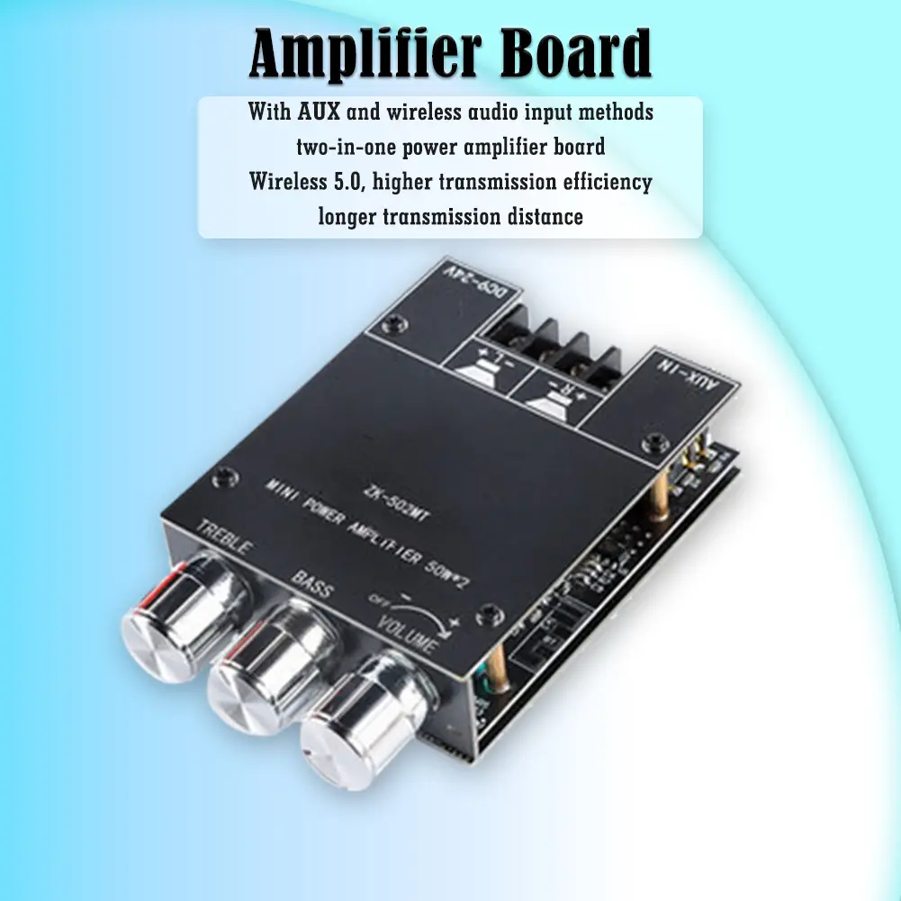 ZK-502MT 2x50W 2.0 Channel Subwoofer Amplifier Board Stereo Audio Speaker Module for Shopping Mall Speaker