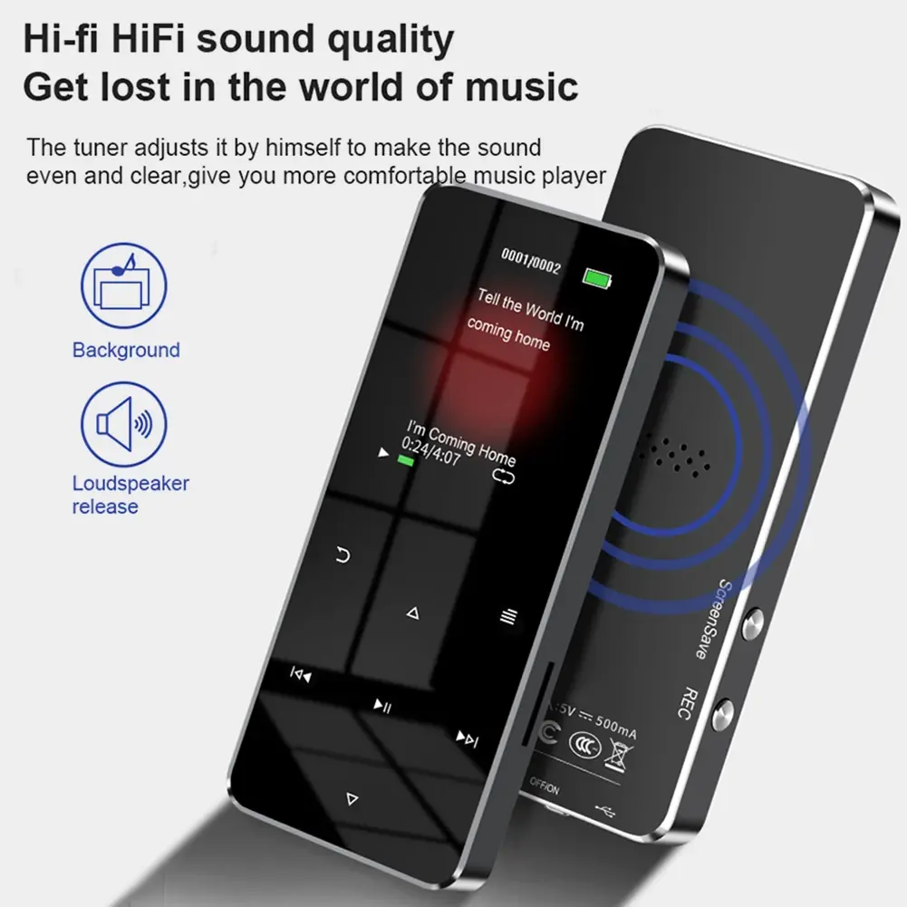 1.8 Inch TFT Mp4 Video Player USB 2.0 3.5mm Jack Bluetooth-compatible 5.0 Sports Walkman with E-book Recording Built-in Speaker