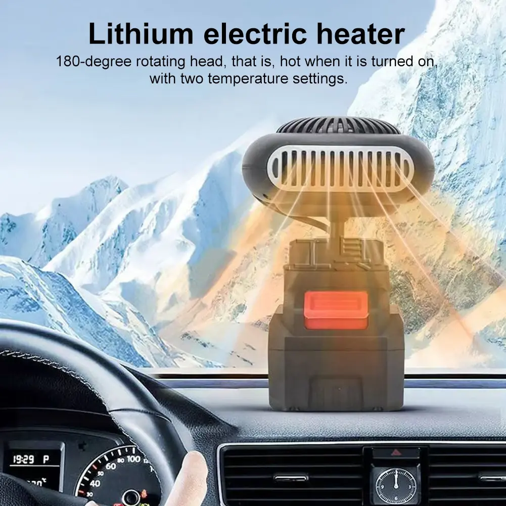170W Car Heater Winter Fast Heating 20V Electric Heated Fan Battery Powered Thermostat Space Heater Windshield Defrosting