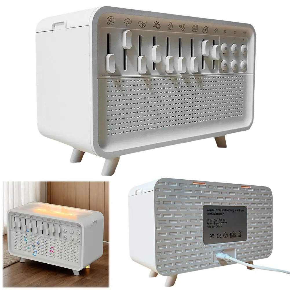 Portable White Noise Bluetooth Speaker Sleep Aid Night Light Humidifier All-in-one Machine 8 Goup Nature Sounds Stereo Soundbox