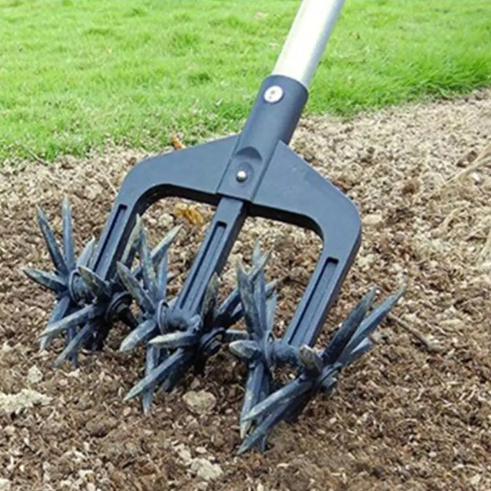 2 in 1 Garden Aerator Garden Soil Scarifier Ventilated Scarifier Gardening Rotary Tiller Garden Lawn Ripper for Garden Lawn
