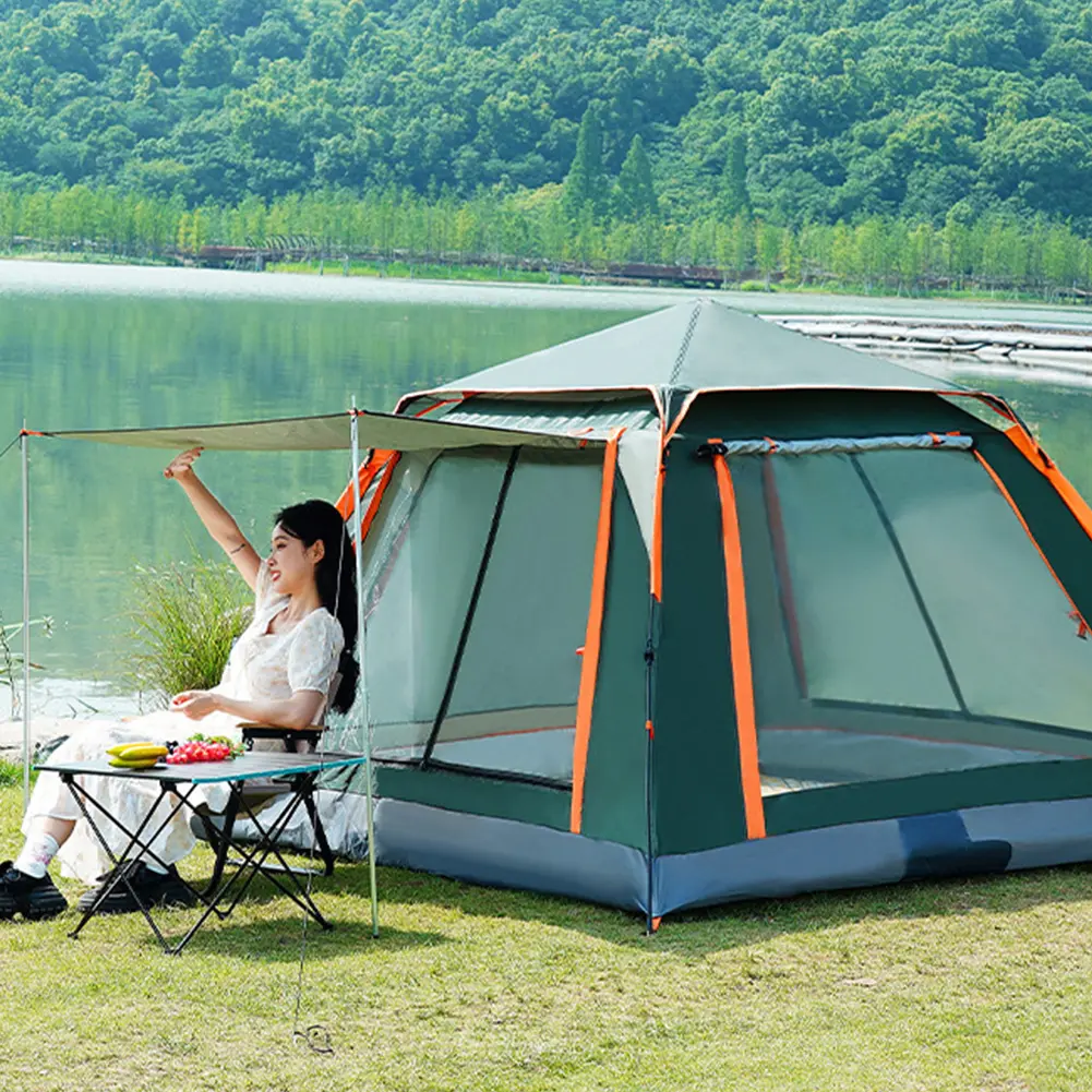 Automatic Quick Open Tent with Canopy Automatic Camping Tent Sun-Protection Beach Travel Tent for Family 3-4/4-6 People