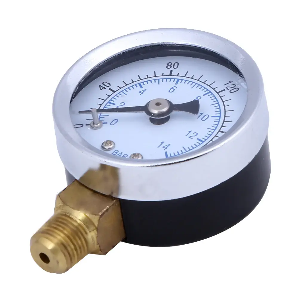 0~200 PSI 0~14 Bar Pressure Gauge Air Compressor Hydraulic Pressure Gauge Meter 1/8" Male NPT Threads Metal Pressure Tester