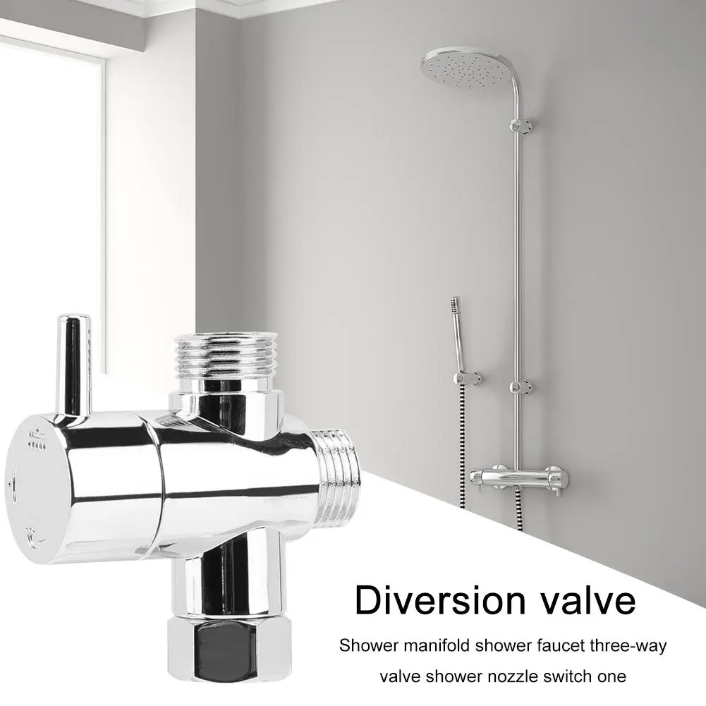 Diversion Valve Tap Chrome Shower Head Diverter Valve Anti-scratch Shower Arm Splitter Corrosion Resistant for Fixed Spray Head