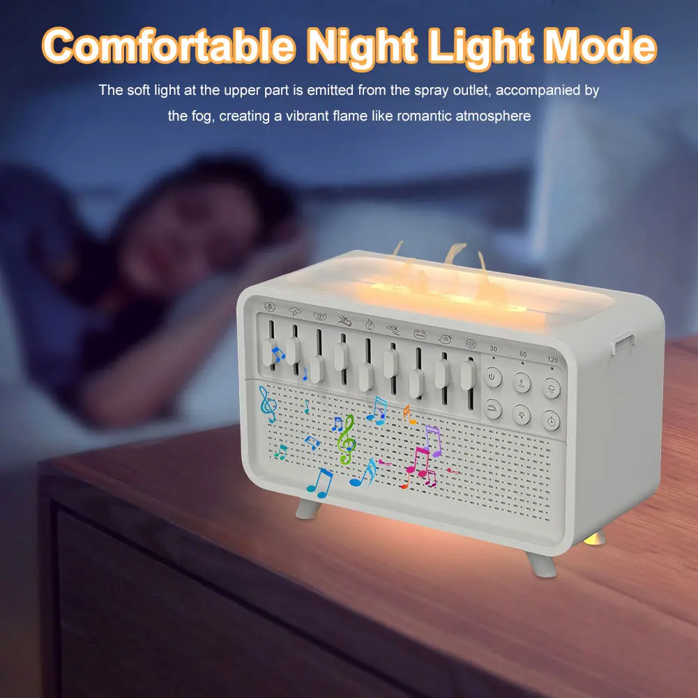 Portable White Noise Bluetooth Speaker Sleep Aid Night Light Humidifier All-in-one Machine 8 Goup Nature Sounds Stereo Soundbox