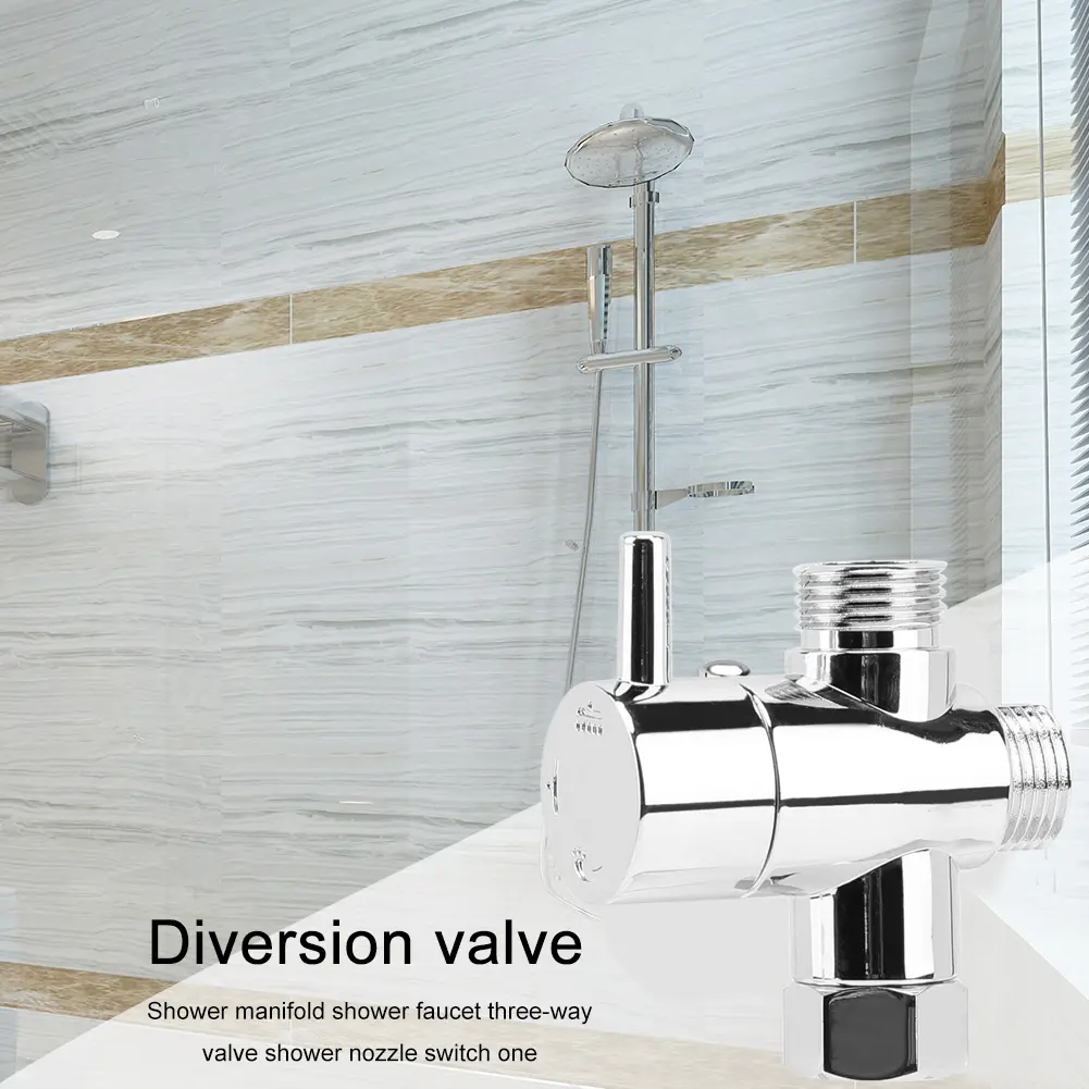 Diversion Valve Tap Chrome Shower Head Diverter Valve Anti-scratch Shower Arm Splitter Corrosion Resistant for Fixed Spray Head