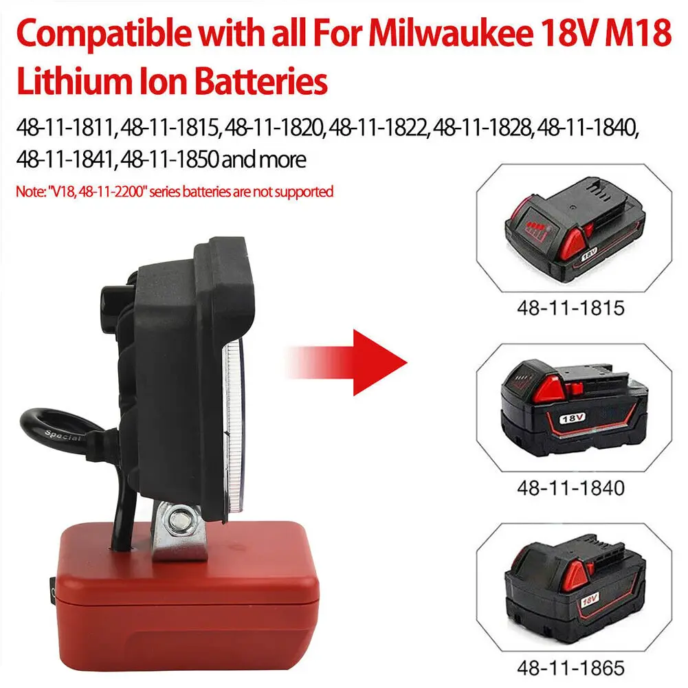 3 Inch Wireless LED Work Light 18 LED Electric Torch Spotlight Multipurpose 2800LM 12W for Milwaukee Lithium M18 20V Batteries