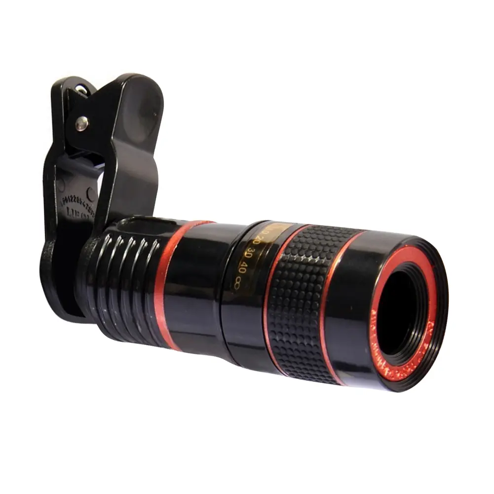 8x Clip-on Lens Black Shell Cell Phone Camera Lens Adjustable Focal Length High Magnification for Outdoor Camping Accessories