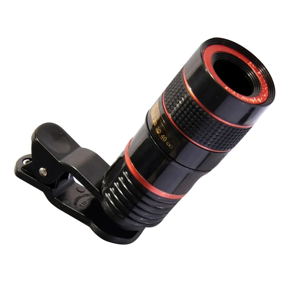 8x Clip-on Lens Black Shell Cell Phone Camera Lens Adjustable Focal Length High Magnification for Outdoor Camping Accessories