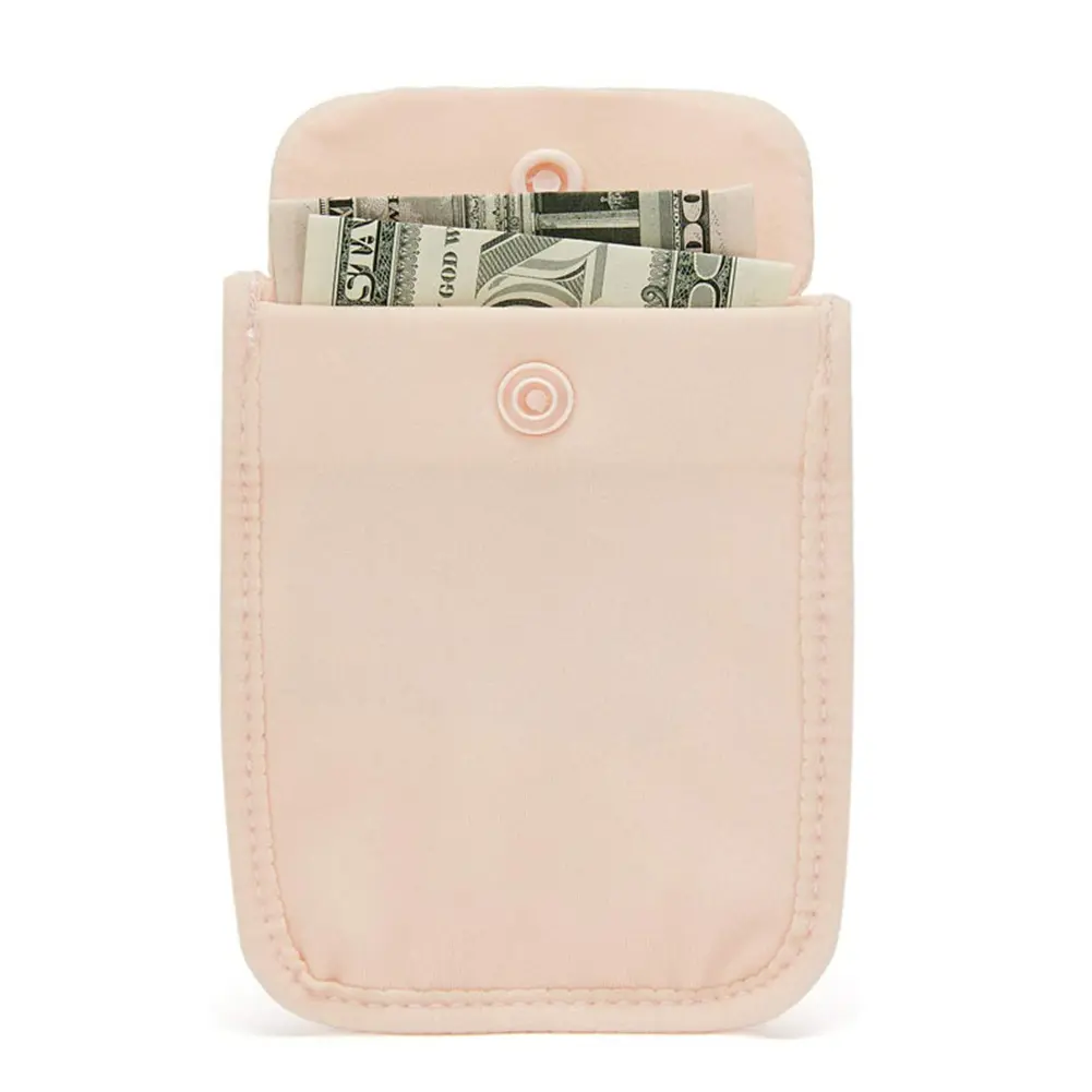 Women Hidden Bra Wallet Solid Color Secret Travel Wallet Flap Clasp Money Belt Pouch Pickpocket Belt Cotton for Money Valuables