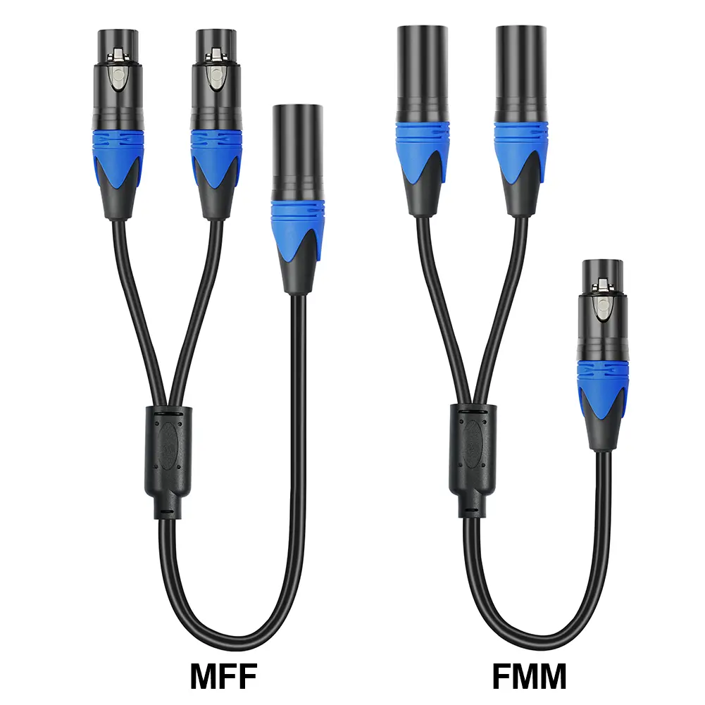 50cm Female To 2 Male XLR Y Cable XLR Female To Dual XLR Male Y Splitter Mic Cable Audio Micphone Cable Adapter for Mixer
