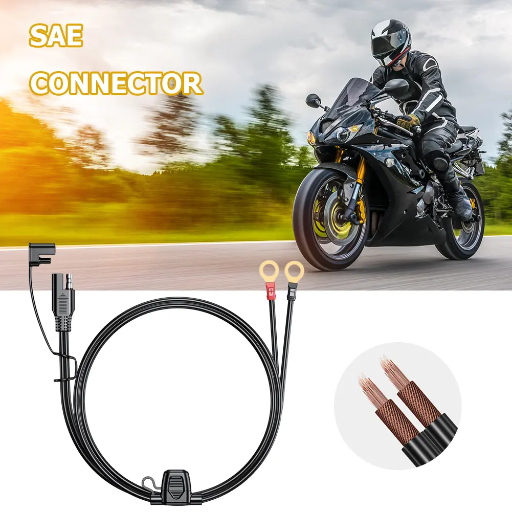 12-24V Ring Terminal O Connector Battery Charger Extension Wire Waterproof 18AWG for Car Motorcycle Battery Charger Maintainer