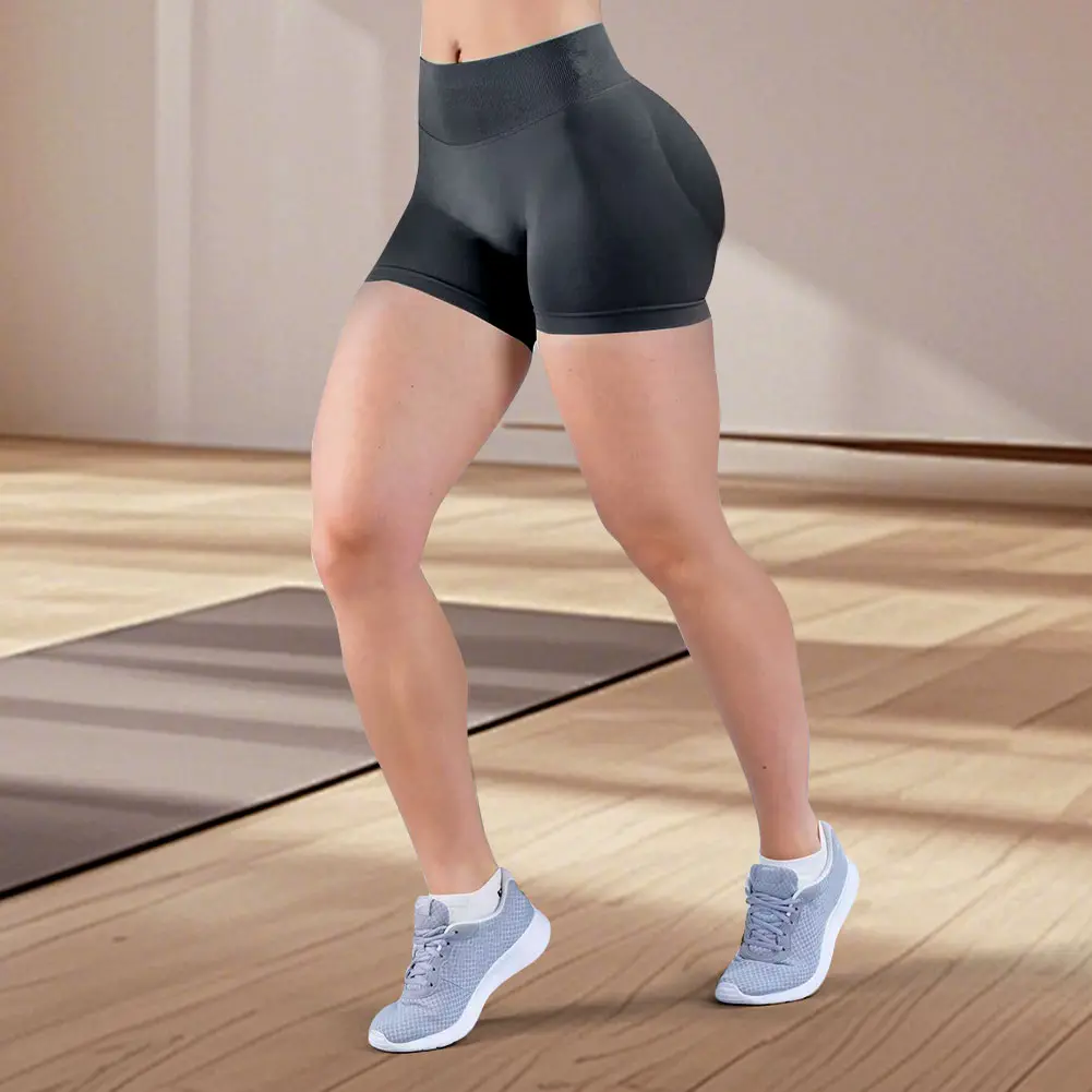 Seamless Yoga Shorts High Elastic Fitness Running Yoga Pants Soft Womens Workout Tights Gym Wear Cropped Sports Tights ﻿