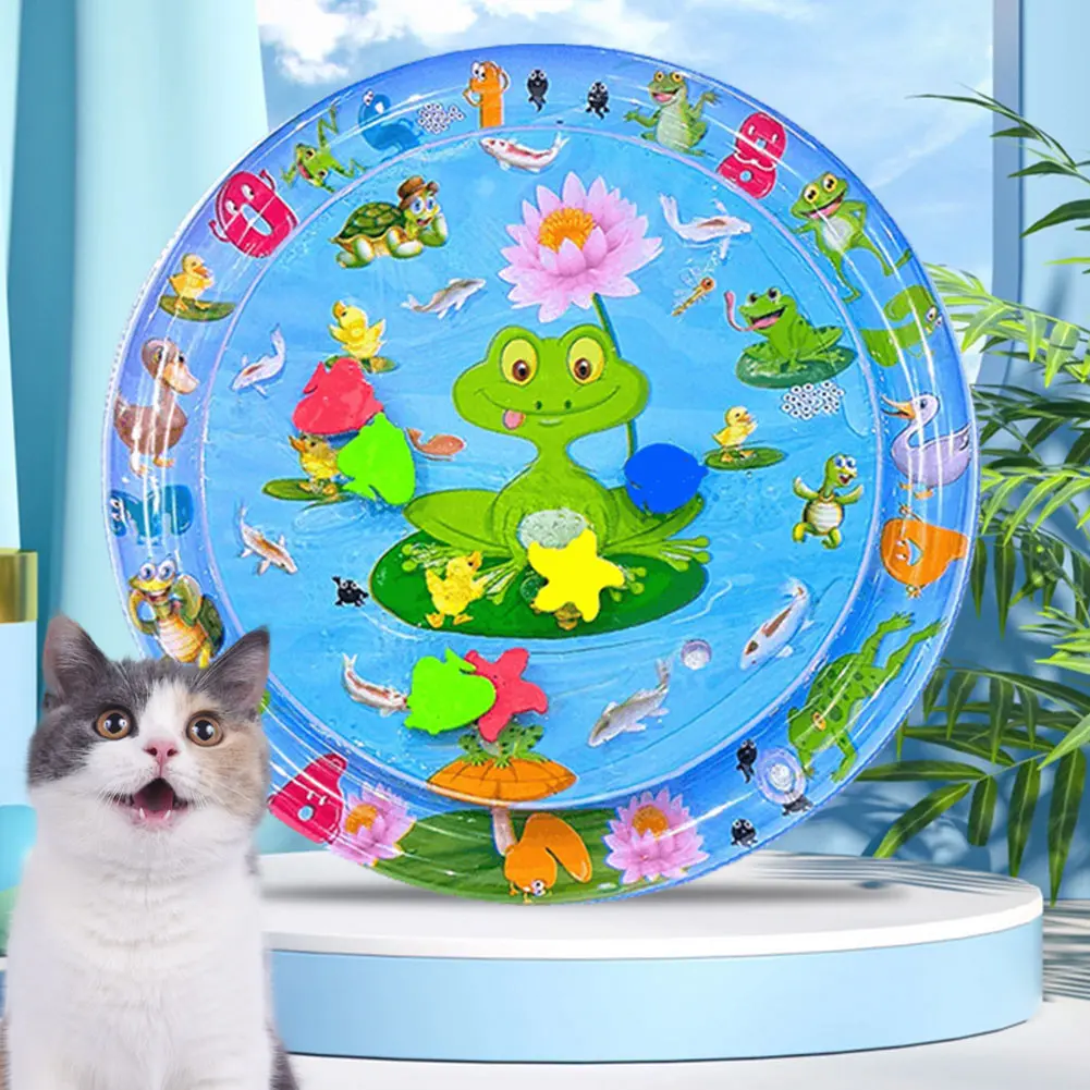 Water Sensor Play Mat with Fish Sensory Water Play Mat Tummy Time Water Play Mat for Bored Indoor Cats
