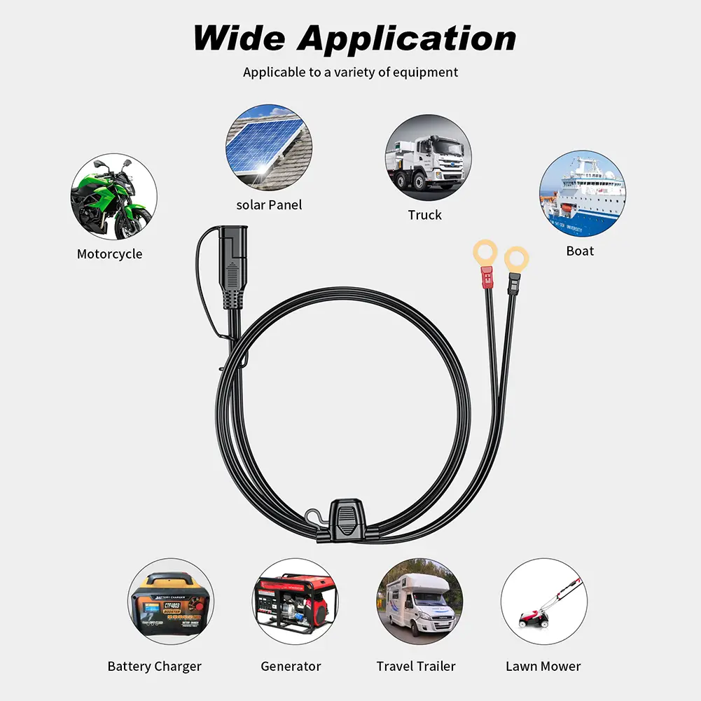 12-24V Ring Terminal O Connector Battery Charger Extension Wire Waterproof 18AWG for Car Motorcycle Battery Charger Maintainer