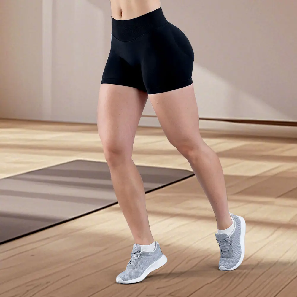 Seamless Yoga Shorts High Elastic Fitness Running Yoga Pants Soft Womens Workout Tights Gym Wear Cropped Sports Tights ﻿