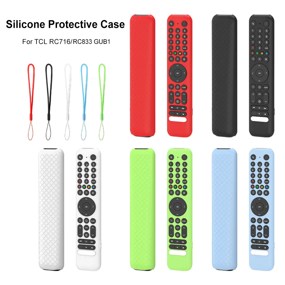 Silicone Remote Case for TCL RC716/RC833 GUB1 Protective Cover Shockproof Remote Protective Case Protective Sleeve with Lanyard