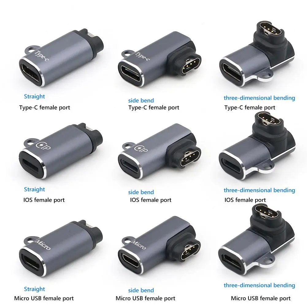 1-5PCS Charging Converter Supports Data Transmission Type-C/8 Pin/Micro USB Charging Power Adapter for Garmin Fenix 7/6/5/7X/6