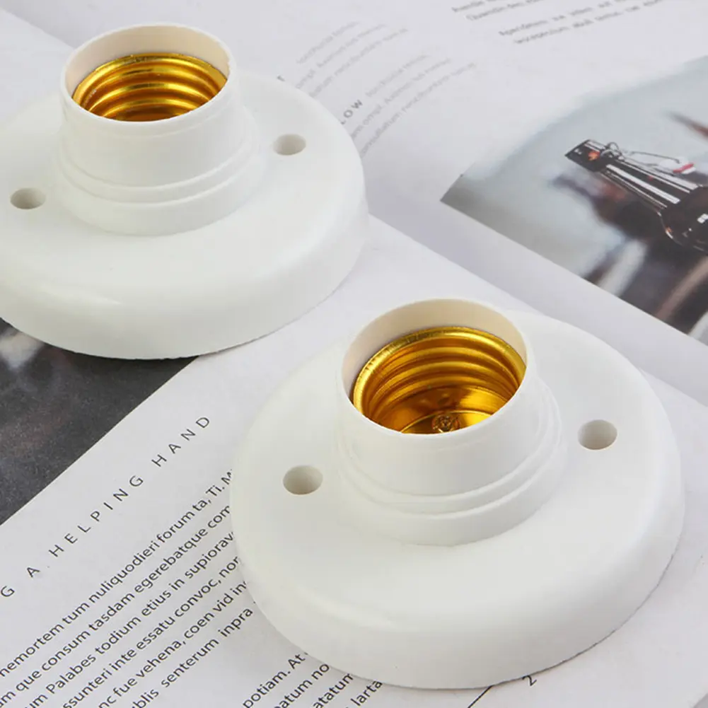 50Pcs E27 Screw Cap Socket White Gold Ceiling Light Lamp Bulb Fixing Base Stand Light Bulb Holder Lamp Socket For Home 220V