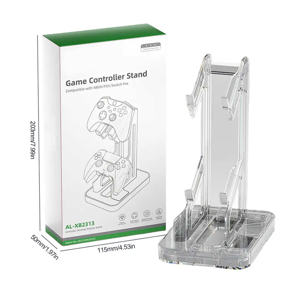 Dual Game Controller Holder RGB Gamepad Rack Stand Acrylic Gamepad Display Stand Rechargeable for PS5 PS4 Switch Xbox Rack